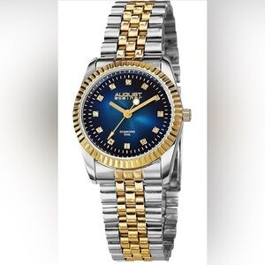 August Steiner Two-Tone Stainless Steel Women’s Watch – Blue Diamond Dial (30mm)